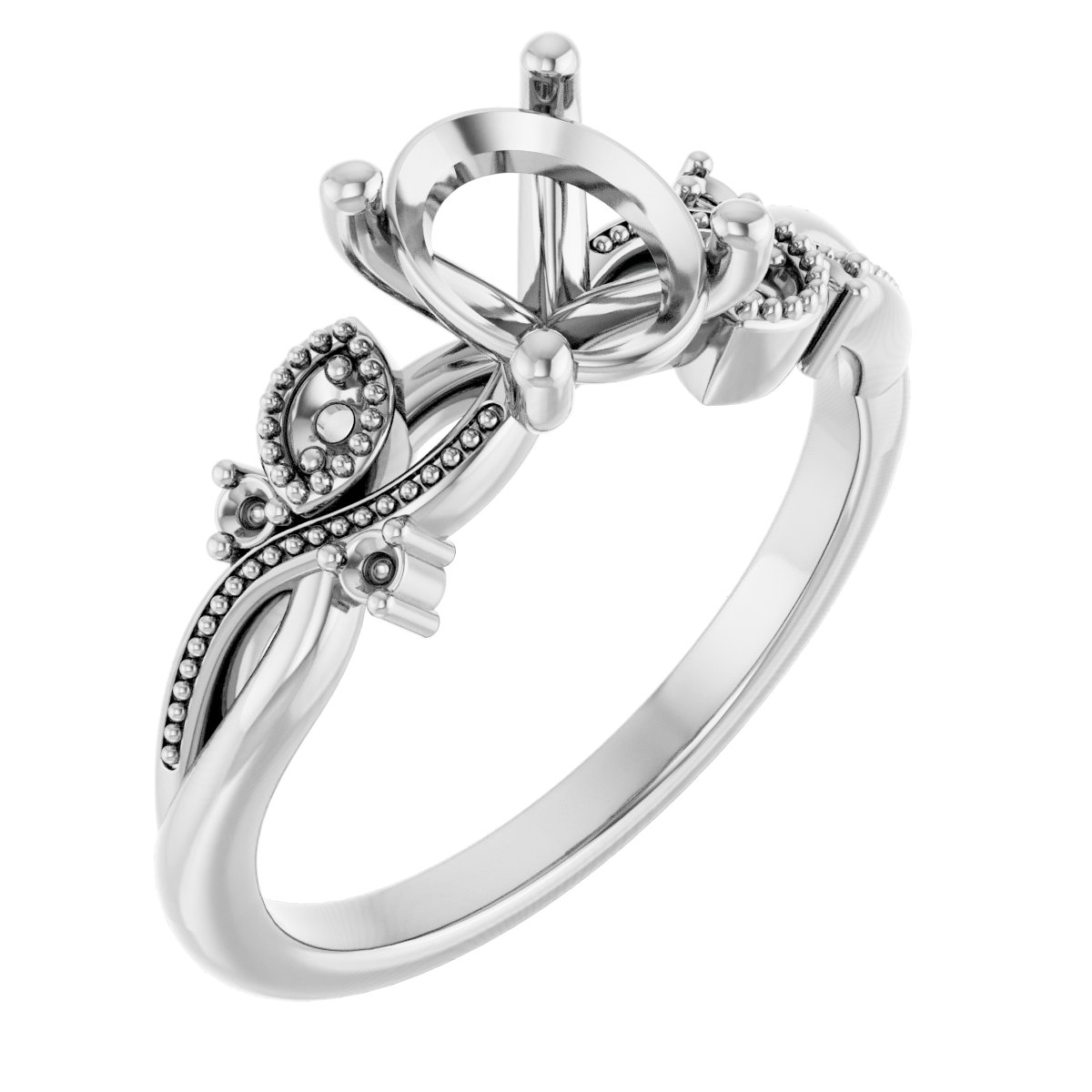 Accented Floral Engagement Ring