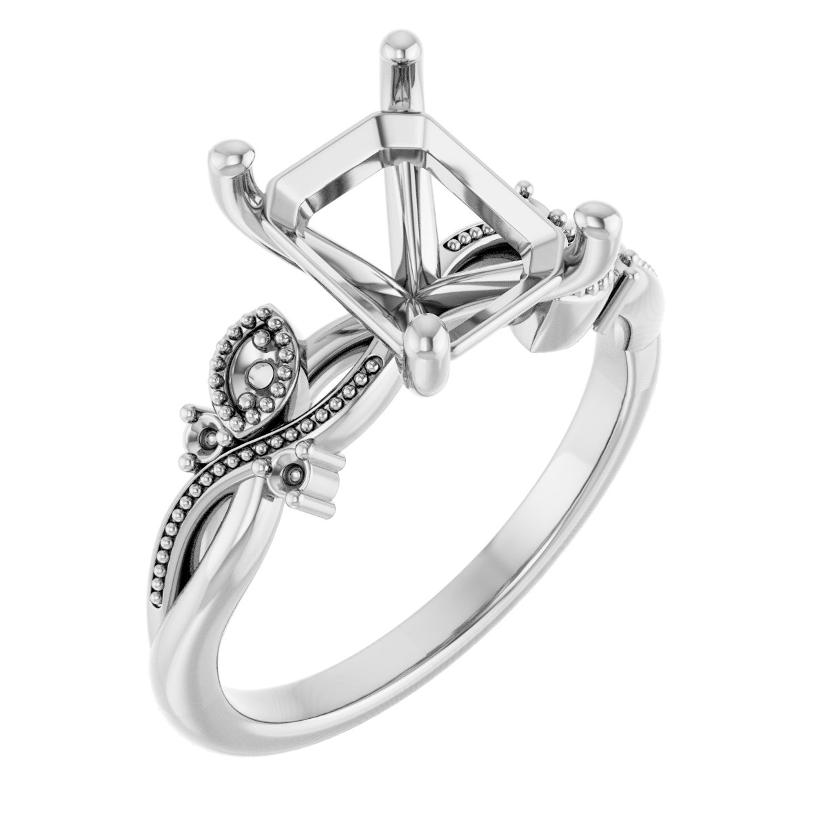 Accented Floral Engagement Ring