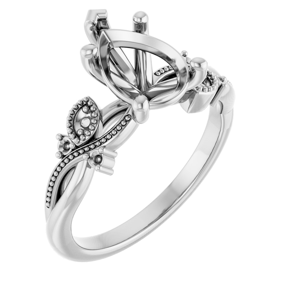 Accented Floral Engagement Ring