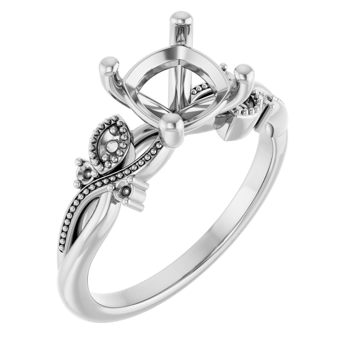 Accented Floral Engagement Ring