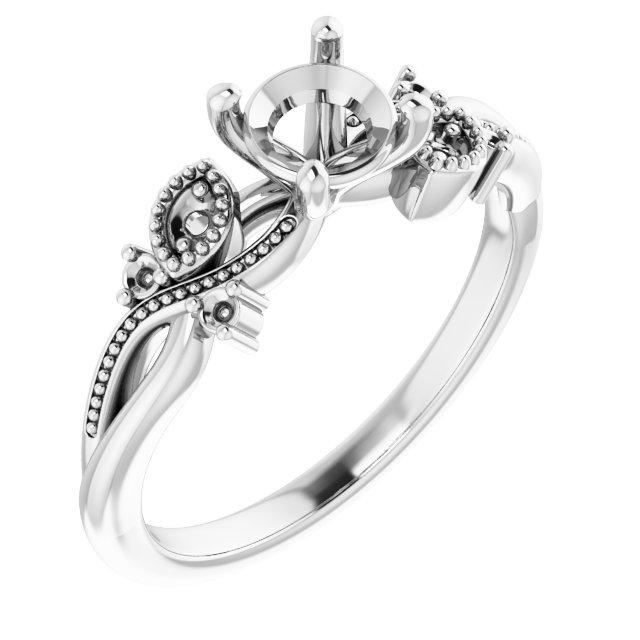 Accented Floral Engagement Ring