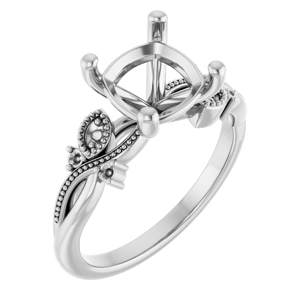 Accented Floral Engagement Ring