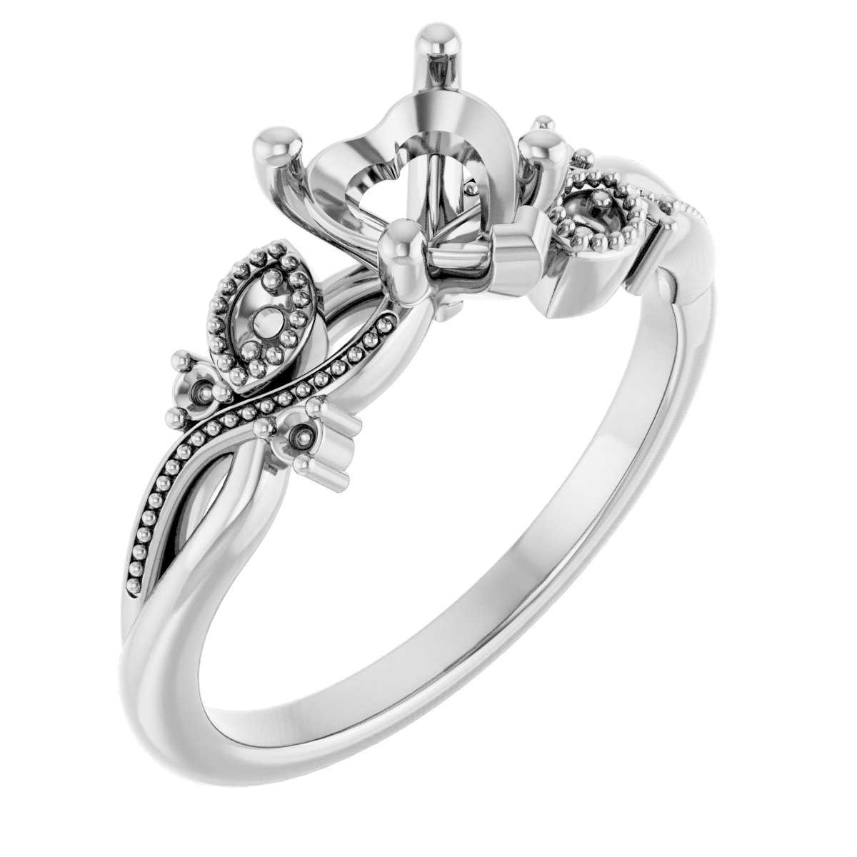 Accented Floral Engagement Ring
