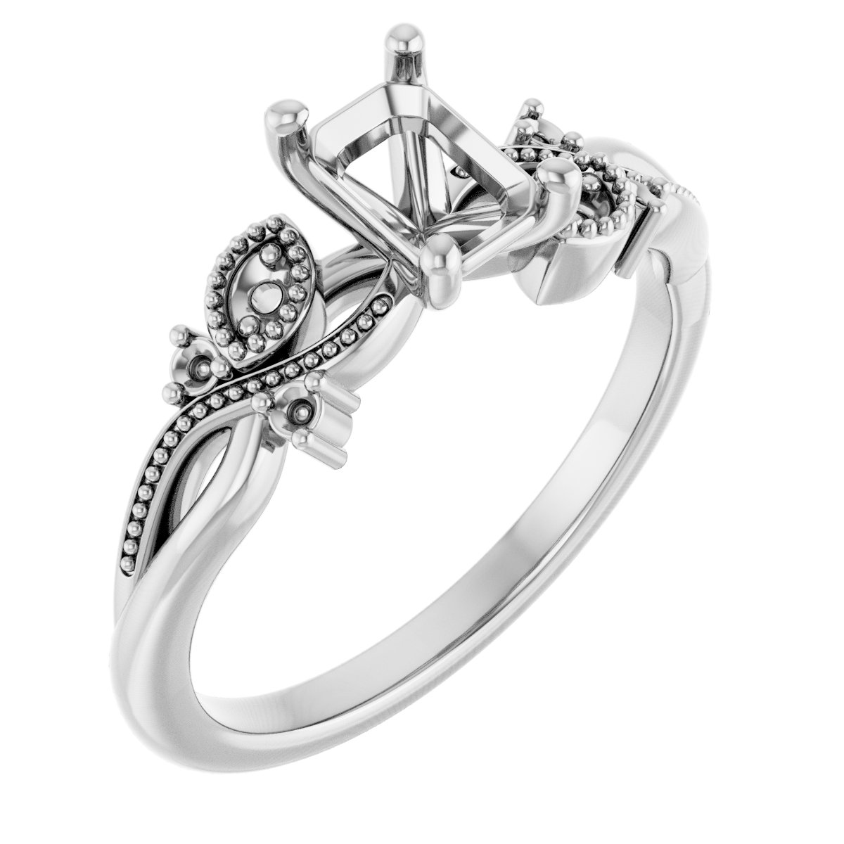 Accented Floral Engagement Ring