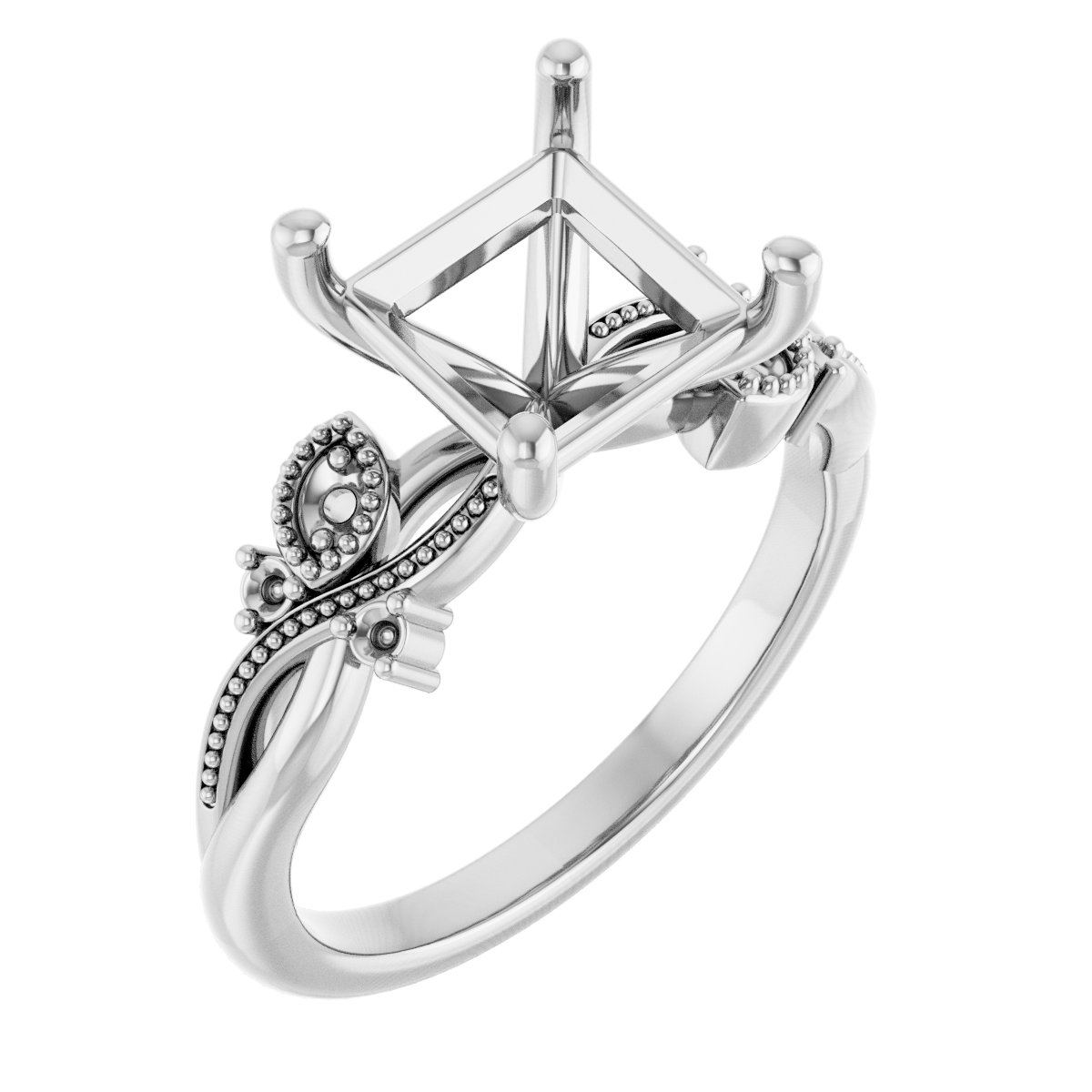 Accented Floral Engagement Ring