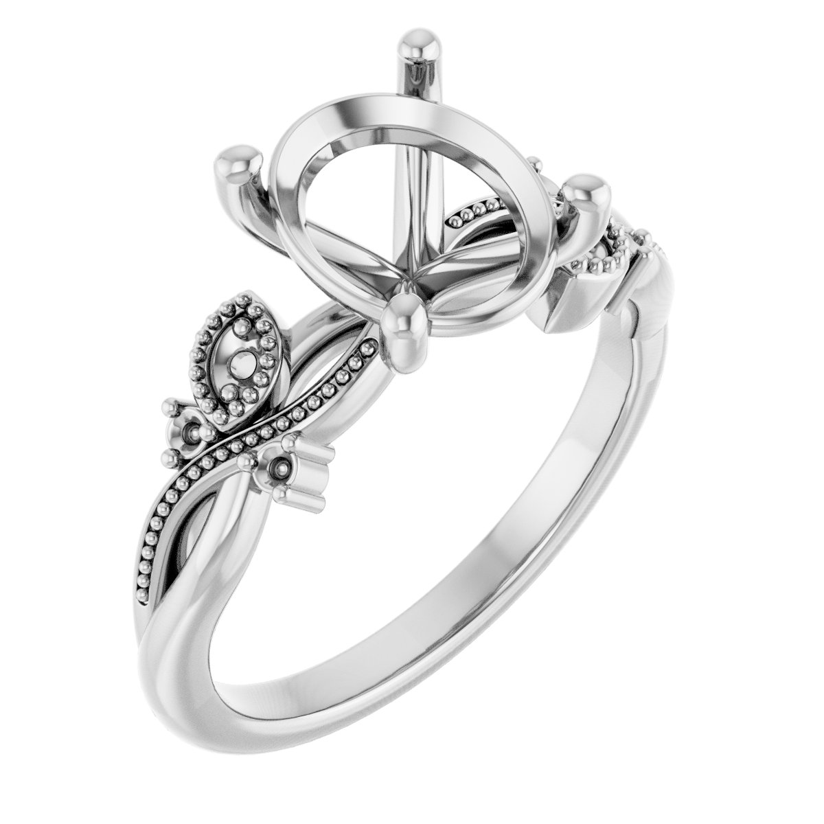 Accented Floral Engagement Ring