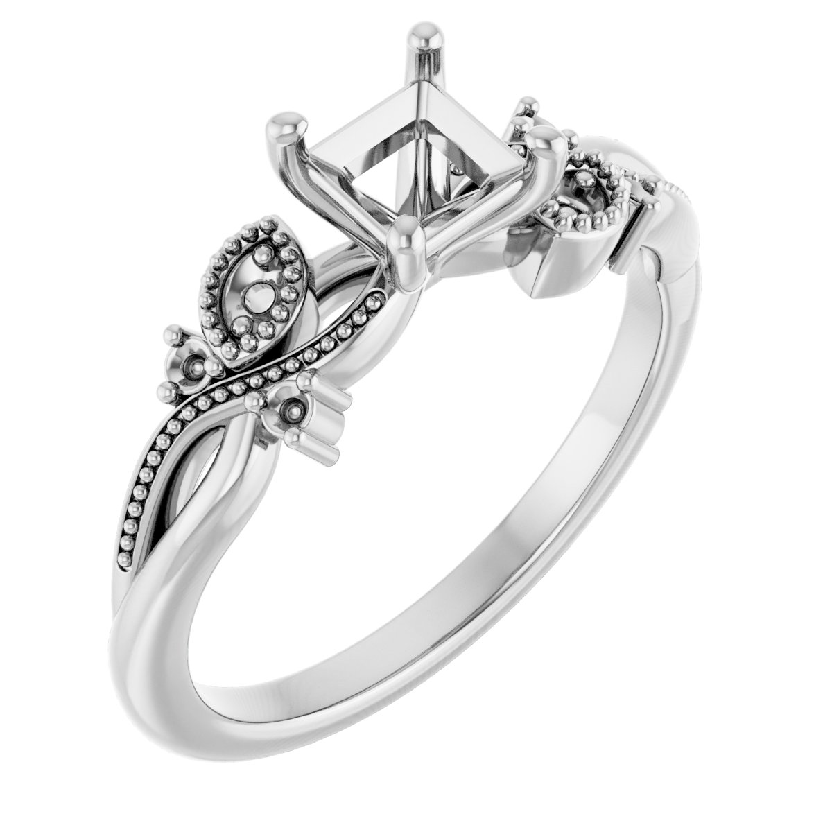Accented Floral Engagement Ring