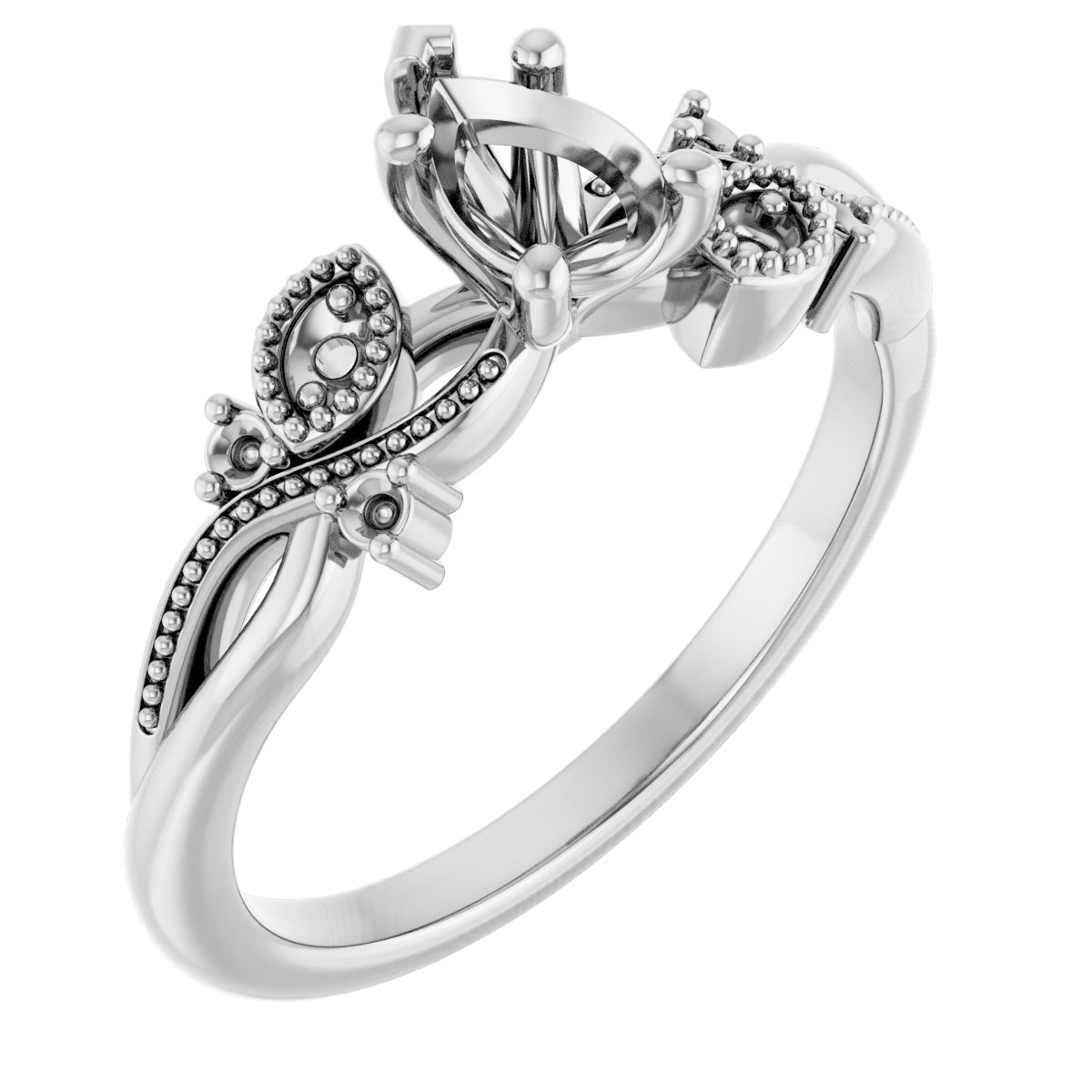 Accented Floral Engagement Ring
