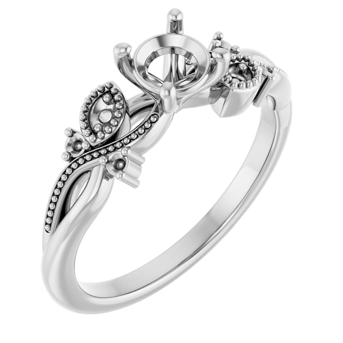 Accented Floral Engagement Ring