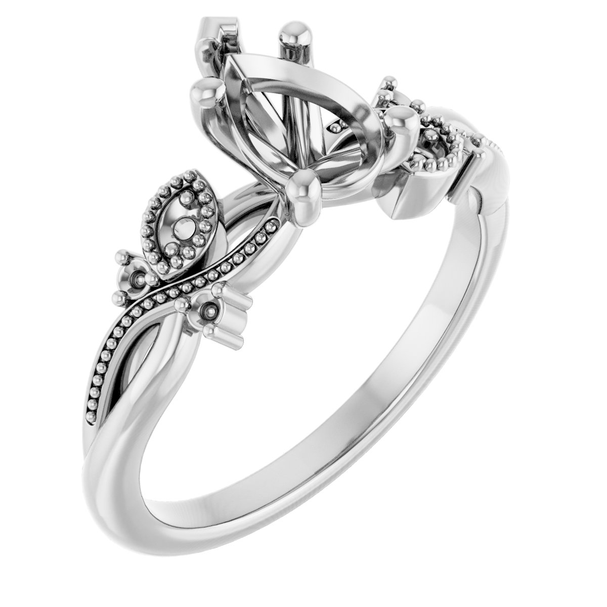 Accented Floral Engagement Ring