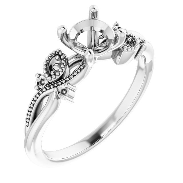 Accented Floral Engagement Ring