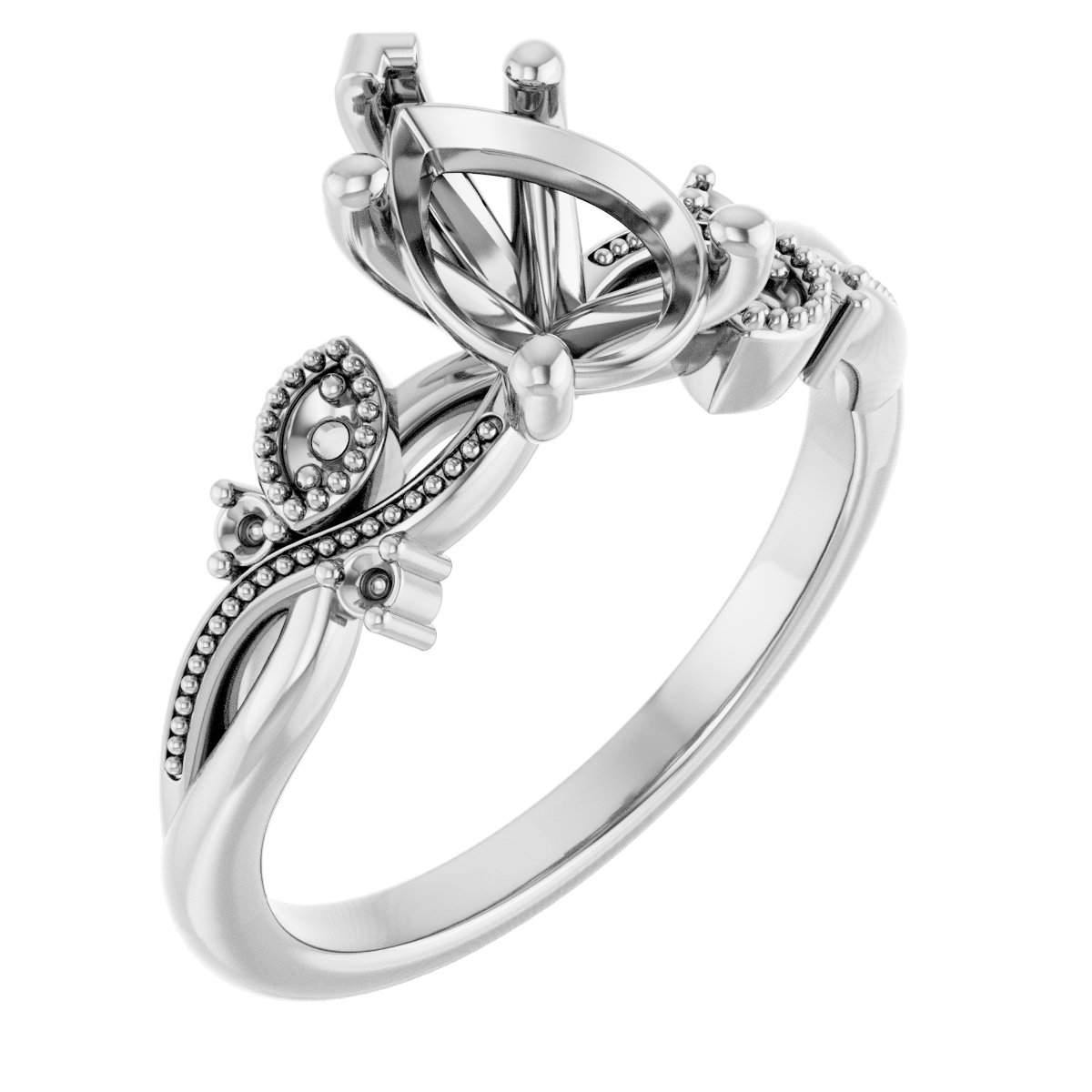 Accented Floral Engagement Ring
