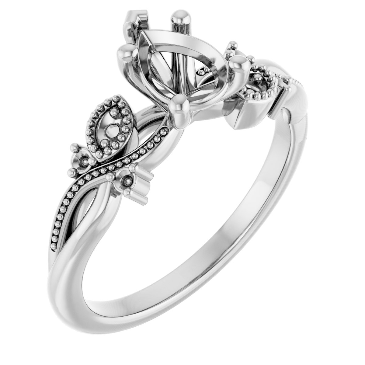 Accented Floral Engagement Ring