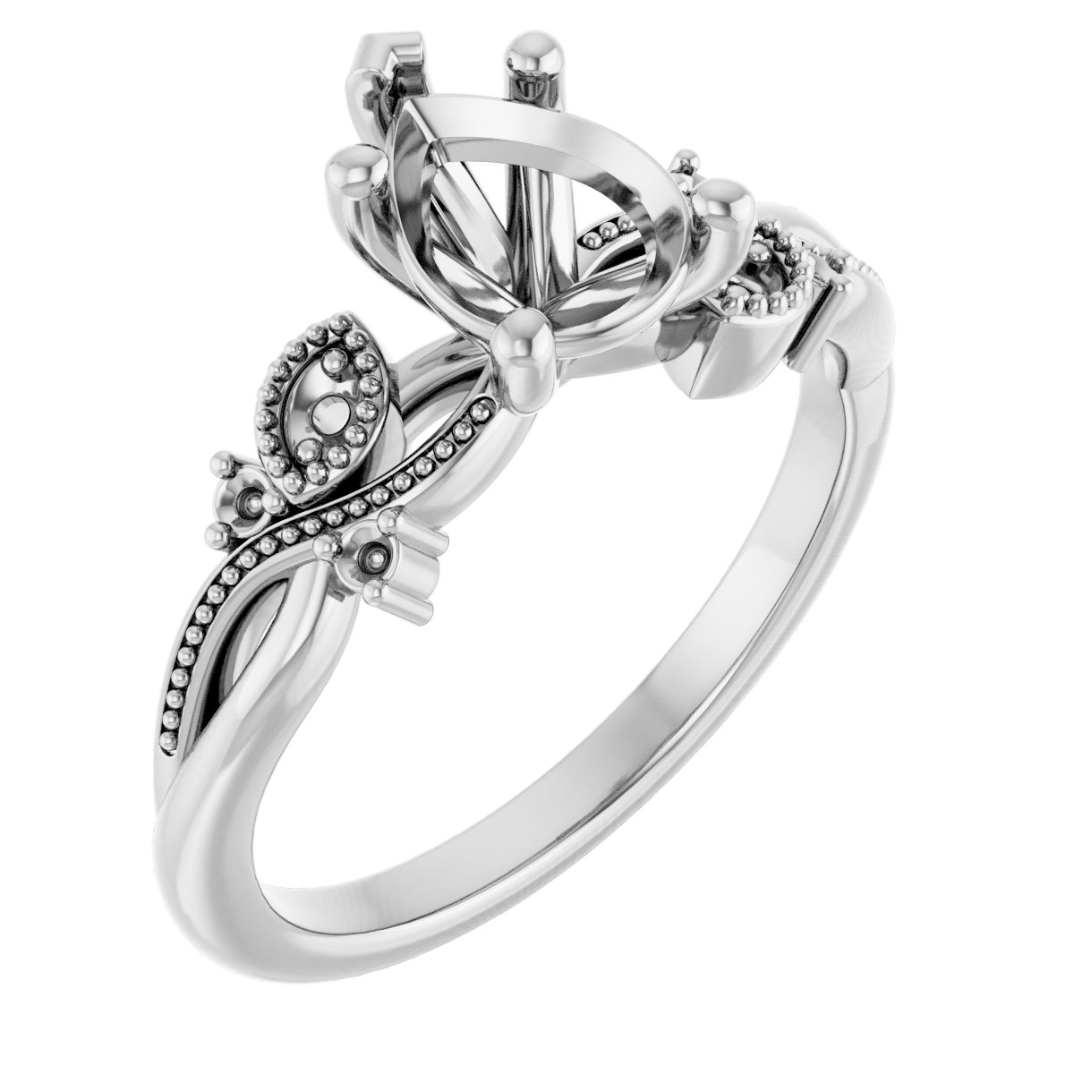 Accented Floral Engagement Ring