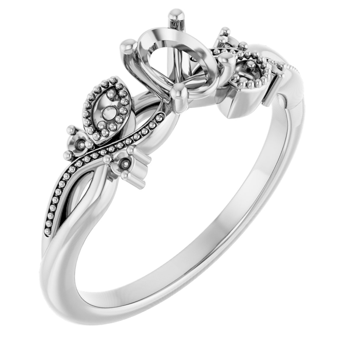 Accented Floral Engagement Ring