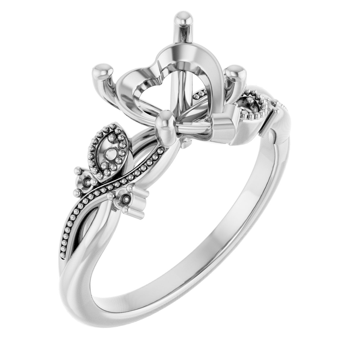 Accented Floral Engagement Ring