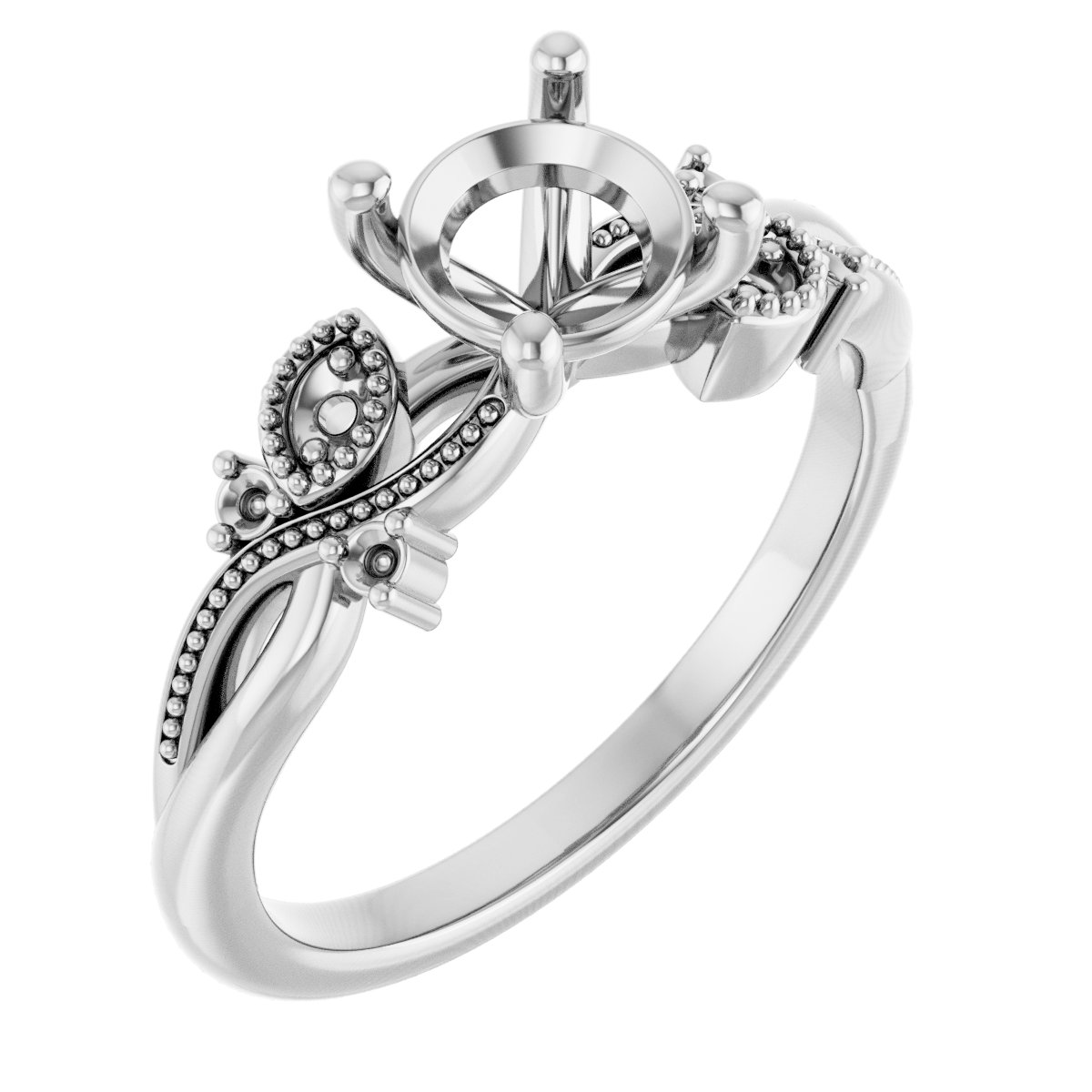 Accented Floral Engagement Ring
