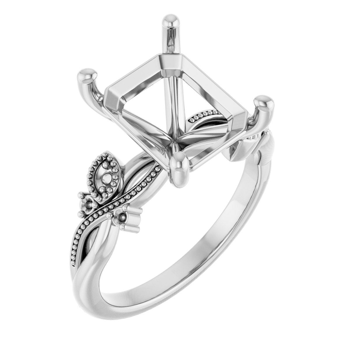 Accented Floral Engagement Ring