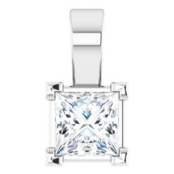 Square V-Prong Solitaire Pendant