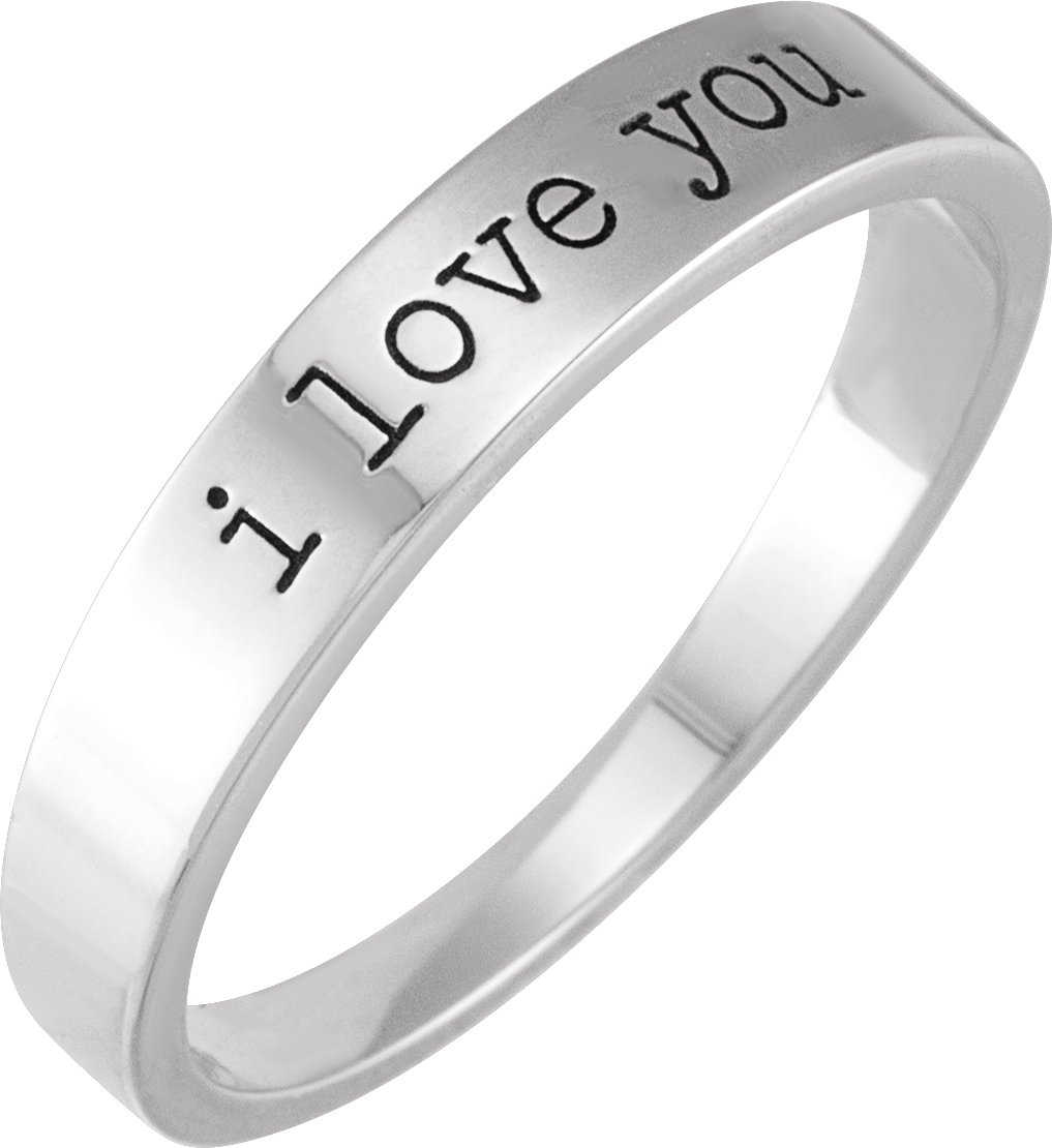 14K White I Love You Stackable Ring Size 4 Ref 18885481