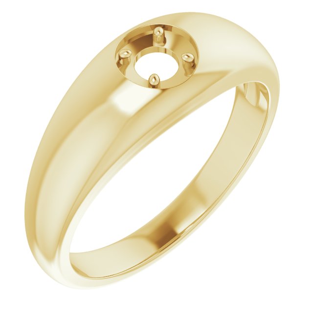 14K Yellow 4.1 mm Round Mens Ring Mounting