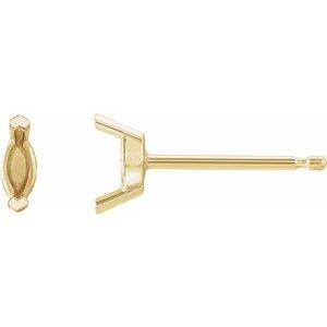 14K Yellow 7x3.5 mm Marquise V-Prong Earring Mounting