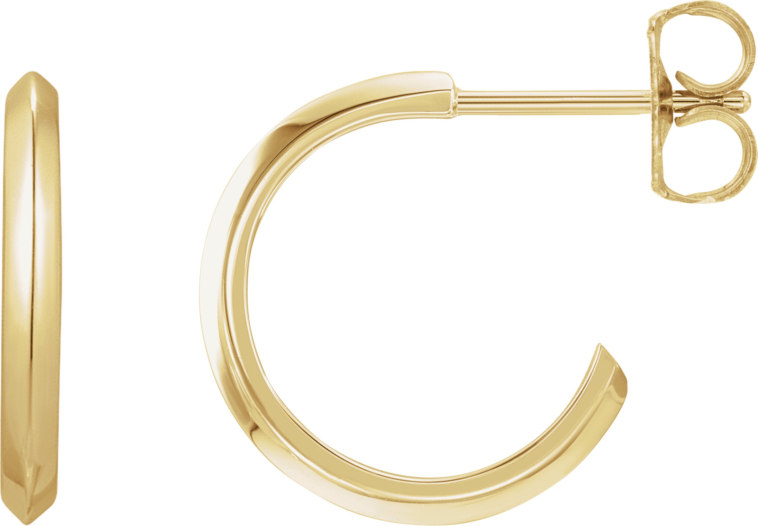 14K Yellow Knife-Edge 15 mm Hoop Earrings