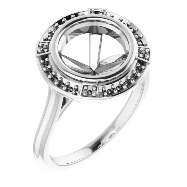 Bezel-Set Halo-Style Engagement Ring