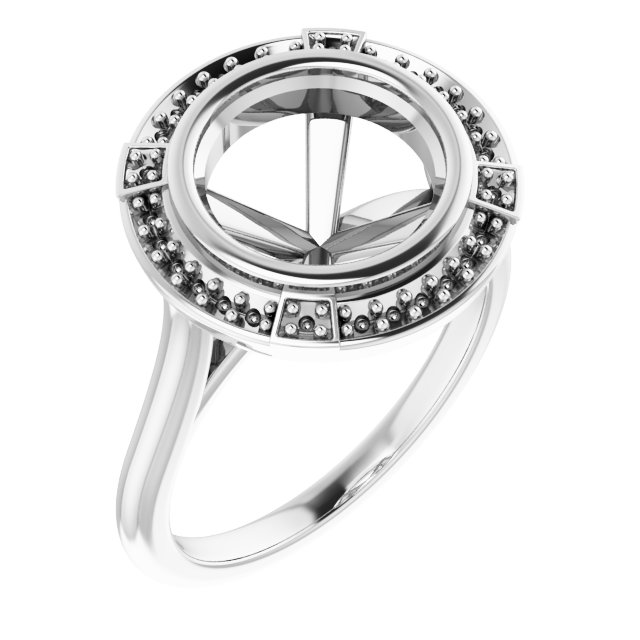 Bezel-Set Halo-Style Engagement Ring