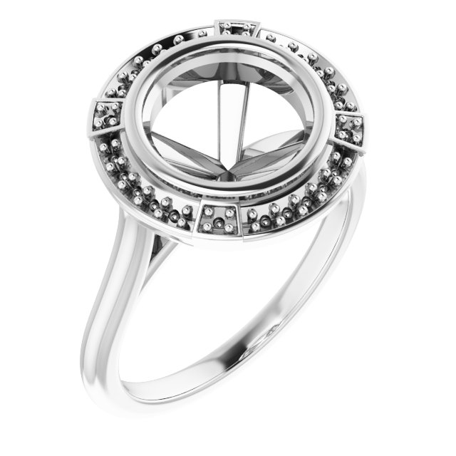 Bezel-Set Halo-Style Engagement Ring