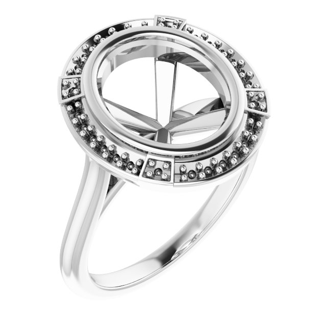 Bezel-Set Halo-Style Engagement Ring