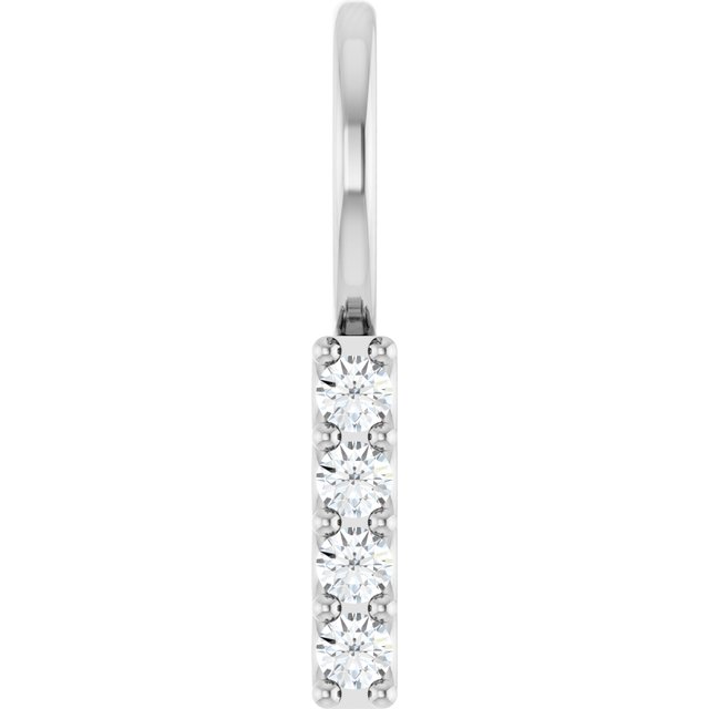 Sterling Silver .07 CTW Natural Diamond Vertical Bar Charm/Pendant