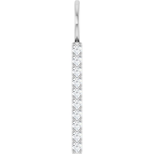 14K White 1/6 CTW Natural Diamond Vertical Bar Charm/Pendant