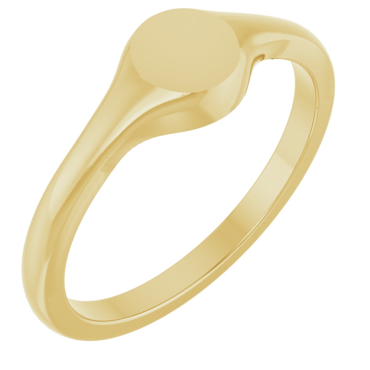 14K Yellow Round Petite Signet Ring