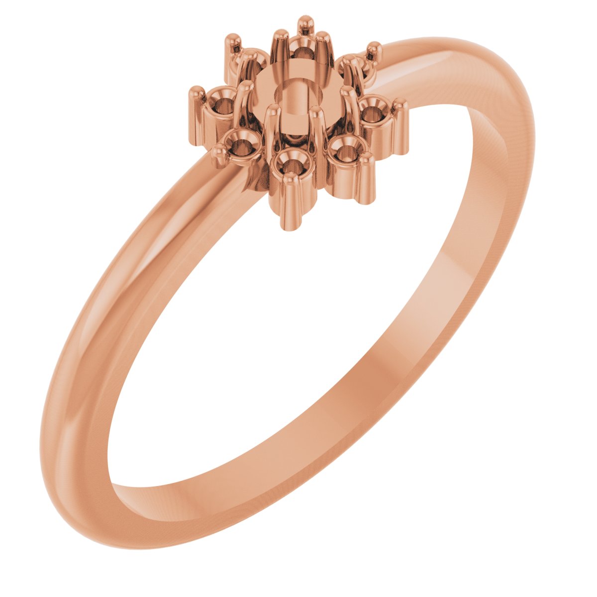 18K Rose 3 mm Round Halo-Style Ring Mounting