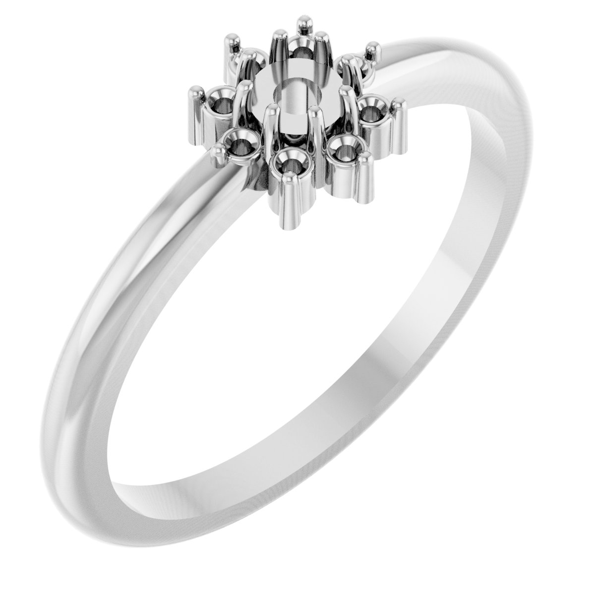 Sterling Silver 3 mm Round Halo-Style Ring Mounting