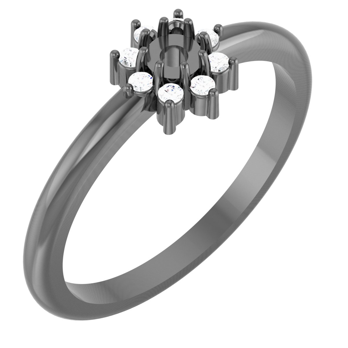 14K White .07 CTW Natural Diamond Semi-Set Halo-Style Ring