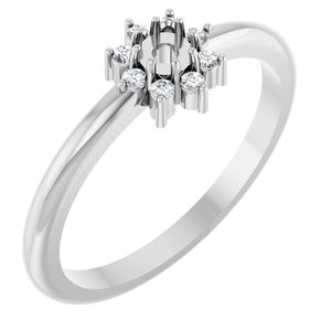 Sterling Silver .07 CTW Natural Diamond Semi-Set Halo-Style Ring