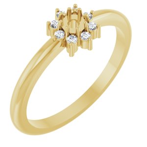 14K Yellow .07 CTW Natural Diamond Semi-Set Halo-Style Ring
