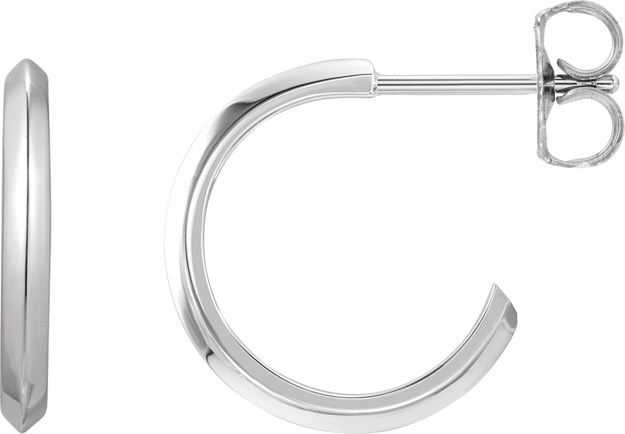 14K White Knife-Edge 15 mm Hoop Earrings