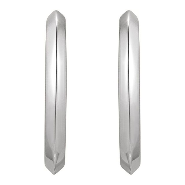 14K White 15 mm Knife-Edge Huggie Earrings