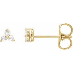 14K Yellow .05 CTW Rose-Cut Natural Diamond Three-Stone Earrings
