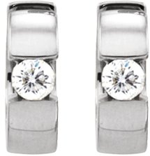 14K White 1/2 CTW Diamond Hinged Earrings