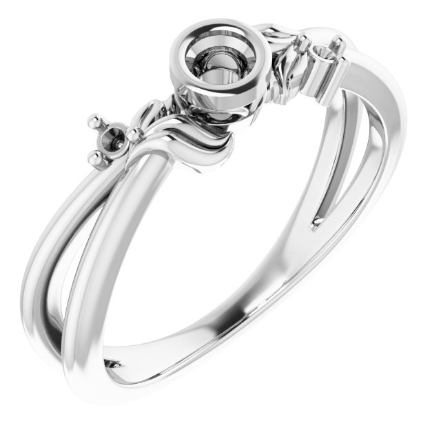 Bezel-Set Accented Floral Ring