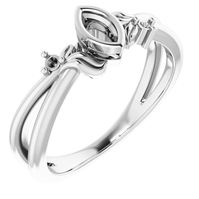 Bezel-Set Accented Floral Ring