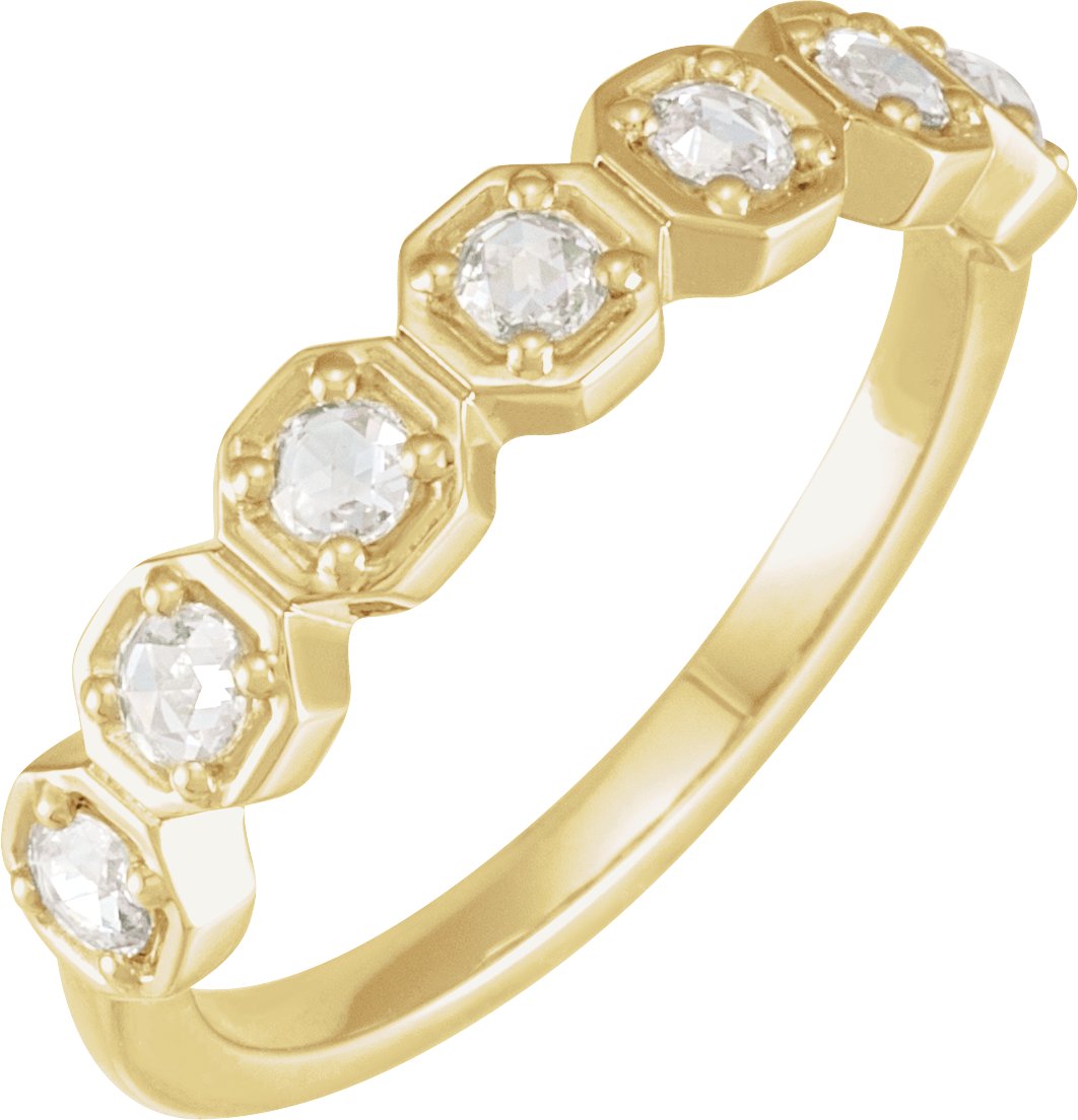 14K Yellow 1/4 CTW Natural Rose-Cut Diamond Anniversary Band