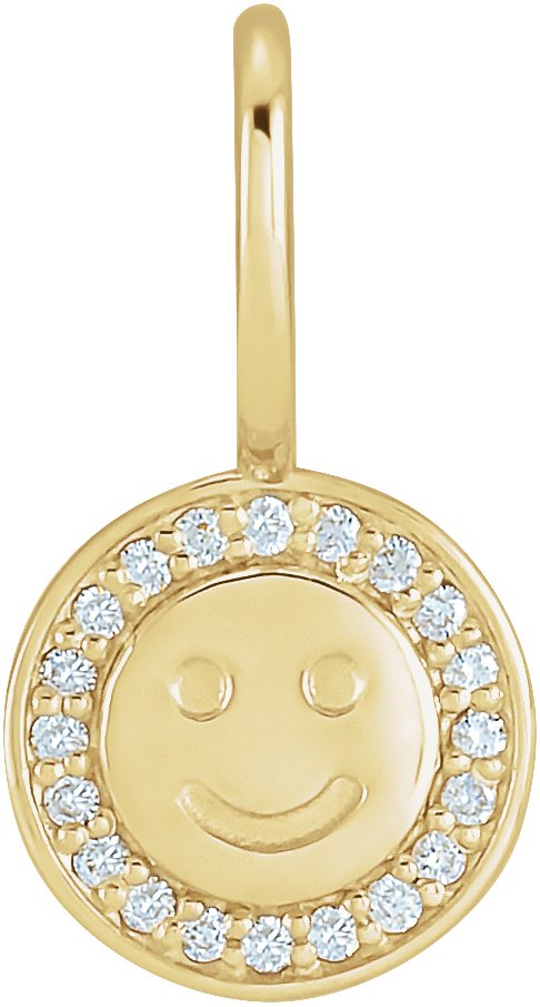 14K Yellow .04 CTW Natural Diamond Smiley Face Charm or Pendant Ref 18947281