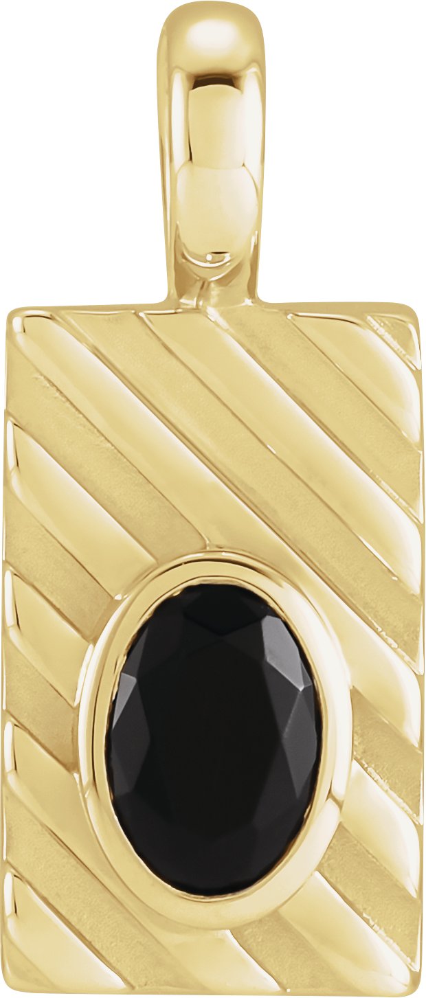 14K Yellow Natural Black Onyx Pendant