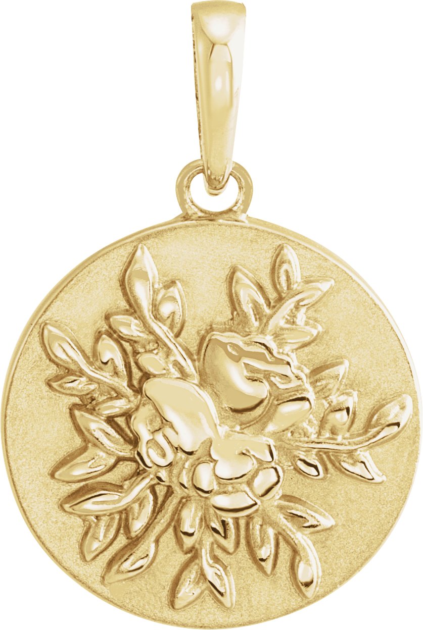14K Yellow 19.1x12 mm Floral Pendant