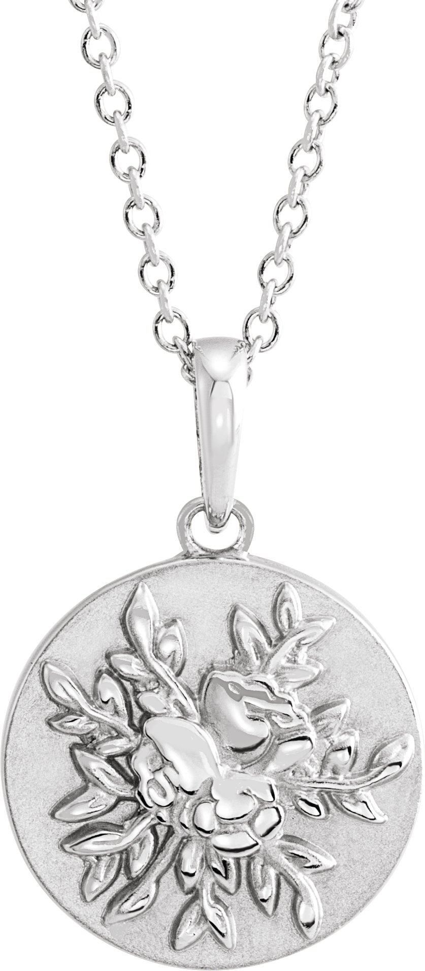 Sterling Silver 19.1x12 mm Floral 16-18" Necklace